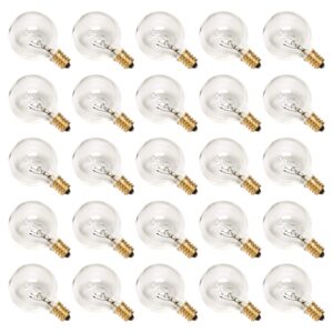 rincentd g40 replacement bulbs, 120v 5 watt clear globe incandescent light bulbs fits e12 c7 candelabra base, dimmable string light bulbs replacement for indoor outdoor patio decor, (25 pack)