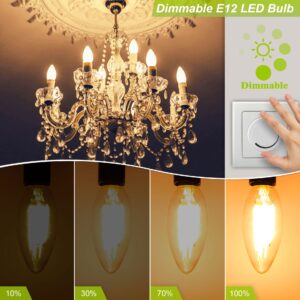 GOLSPARK Candelabra LED Bulbs Filament Dimmable Vintage Edison Light Bulb Chandelier,Warm White 3000K,40 Watt Equivalent,400 Lumen,E12 Base,6 Pack