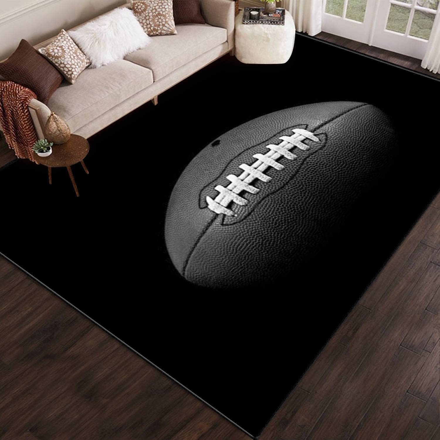 PeeNoke Classic American Football Area Rug Outdoor Patio Rug Play Mat Floor Mat Modern Carpet Non-Slip Home Decor Living Room Bedroom Nursery, 6x9 ft