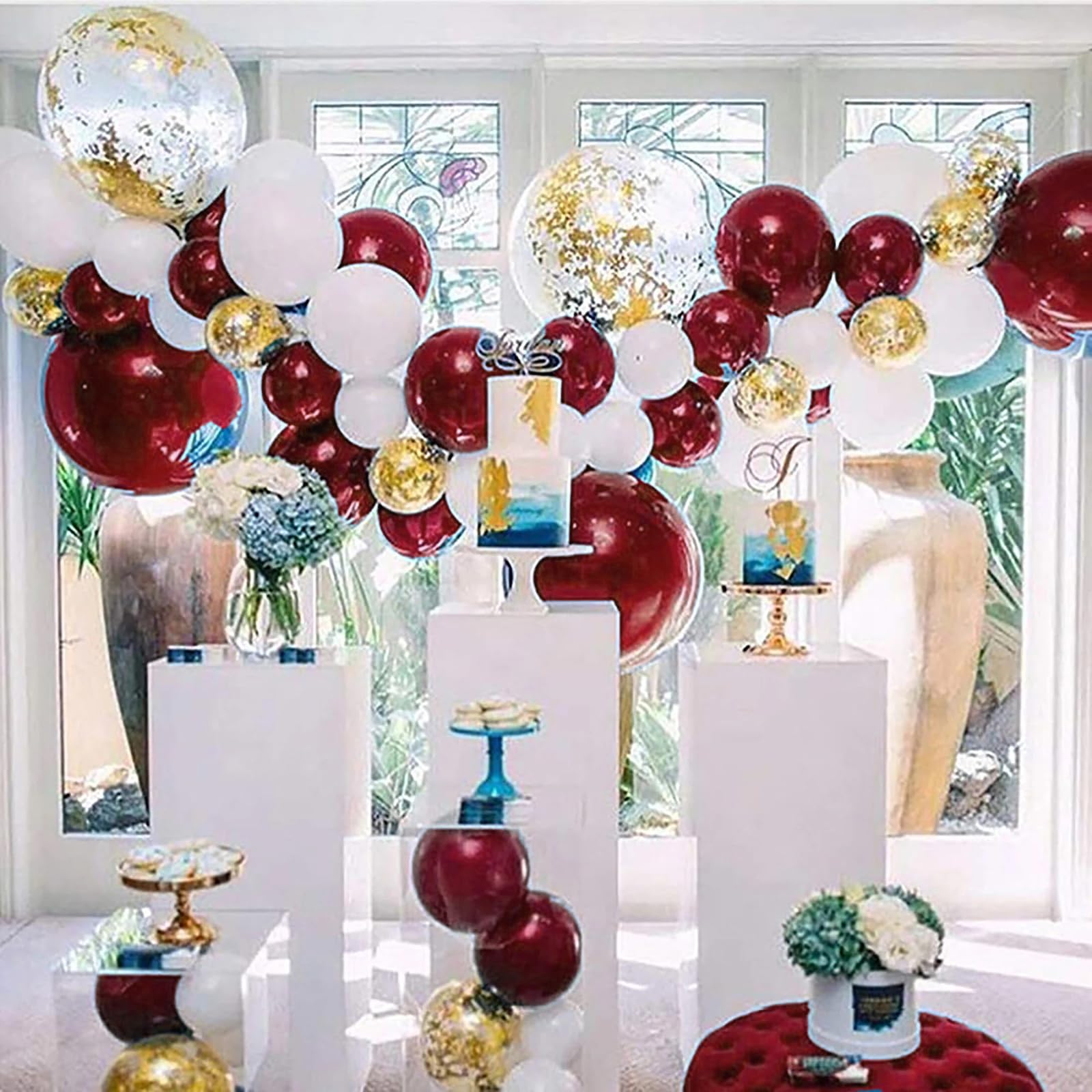 Graduation Party Decorations Burgundy Gold 2024/Burgundy Gold Balloons 81pcs/Maroon Gold Graduation Decorations 2024/Burgundy Gold Birthday Party Decorations Women/Fall Bridal Shower Decorations