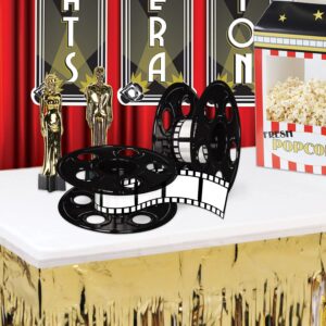 Beistle 2 Piece Awards Night Movie Reel with Filmstrip Centerpiece Red Carpet Hollywood Party Decorations, 9" & 15', Black/White