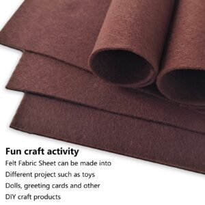 Jtnohx Soft Felt Fabric, Flexible Craft Felt, 1.4mm Thick 6"x6" Felt Sheets 20Pcs for DIY and Sewing Projects (Dark Brown)