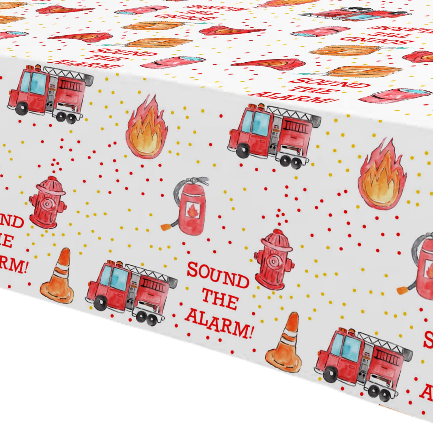 HIPVVILD Fire Truck Birthday Party Tablecloth Supplies - Disposable Firefighter Party Table Cover Decorations, Firetruck Fireman Theme Birthday Baby Shower Table Cloth - 4 Pack (54in x 108in)