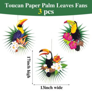 Easy Joy Tropical Bird Toucan Leave Garland Party Kit Paper Palm Leaves Paper Fan Paper Lanterns for Summer Hawaiian Luau Tiki Tropical Themed Party Decorations Luau Party Supplies Decor