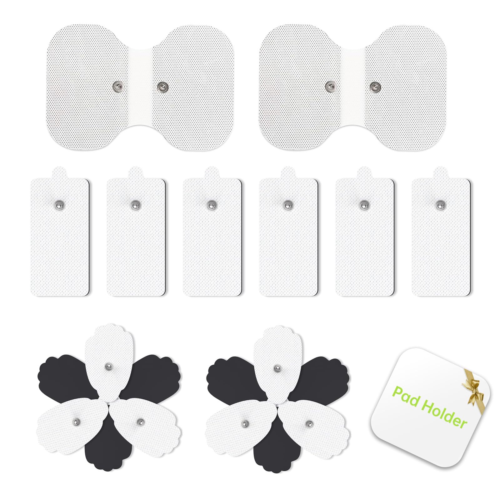 20-Pack TENS/EMS Unit Replacement Pads Reuse 40 Times with Butterfly Shape Electrodes Pads, Multi-Size Snap On 3.5MM TENS Unit Pads Compatible with AUVON TENS 7000 Machine(Latex-Free, Non Irritating)