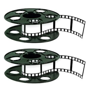 beistle 2 piece awards night movie reel with filmstrip centerpiece red carpet hollywood party decorations, 9" & 15', black/white