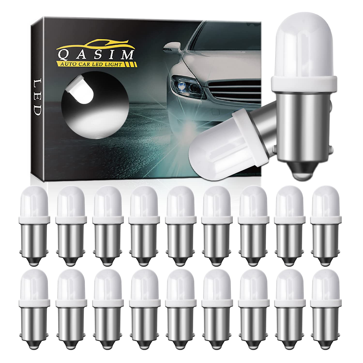 Qasim GE44 47 755 756 1893 1847 BA9S Led Bulb Pinball Machine Light Coin Display Game Bulb T11 BA9S Bayonet Led Bulb AC/DC 6V 6.3V Non-Polarity (Pack of 20 White)