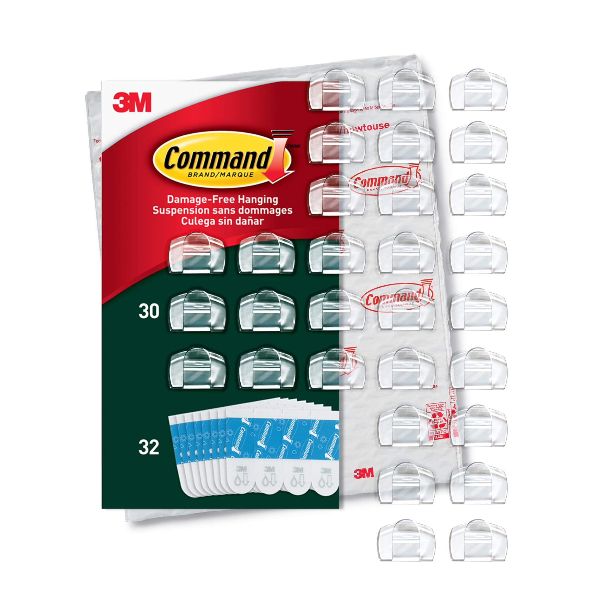 Command Outdoor Light Clips with Foam Strips, Clear, 30/Pack (17017CLRAW30NA)