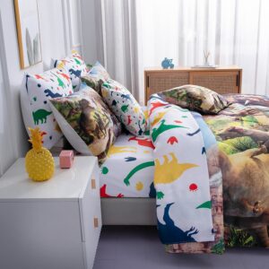 NiuOne Dinosaur Bedding Twin Comforter Set for Boys/Kids/Girls, Dinosaur Twin Bedding Set, 9 Piece Dinosaur Comforter Set Twin Size Bed in a Bag, Soft Microfiber Kids Summer Comforter Set Twin Size