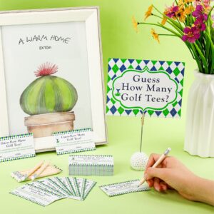 101 Pcs Guess How Many Golf Tees Cards 1 Resin Golf Ball Base Memo Clip Holder 10 Pencils Funny Games for Golf Theme Party Supply Bridal Shower Birthday Baby Shower