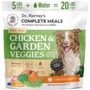 dr. harvey's chicken & garden veggies dog food, human grade whole-grain dehydrated dog food with freeze-dried chicken (5 pounds)