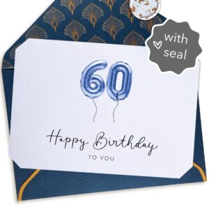 Joli Coon 60th Birthday cards for men with premium dark blue envelope - 60th birthday card for men