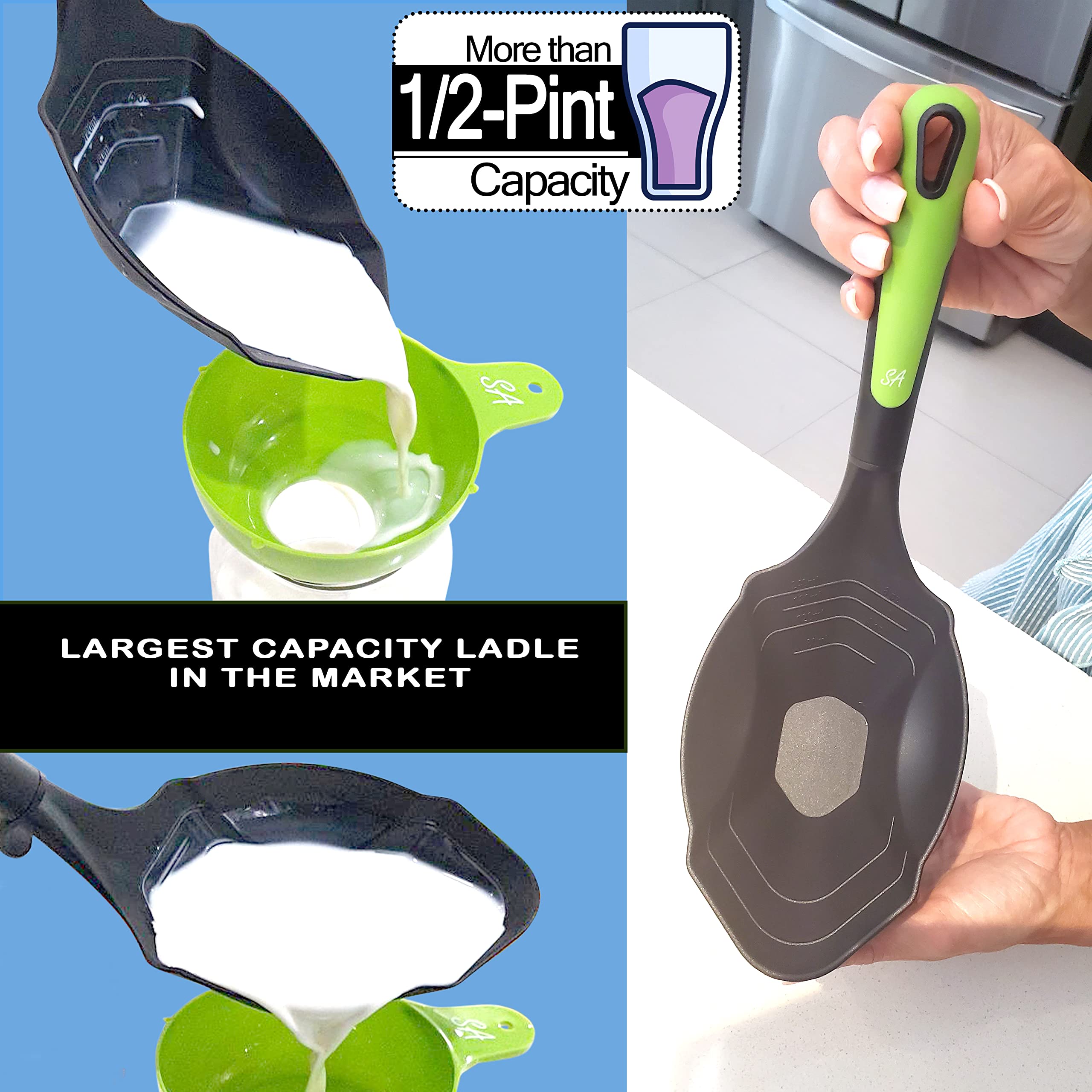 Supa Ant Canning Ladle, Canning Scoop, Large Ladle, Large Ladle for Canning, Large Ladle Spoon, Food Scoop, Food Scooper tool, Canning Supplies, ½-Pint Capacity 500F (Assembled in USA)