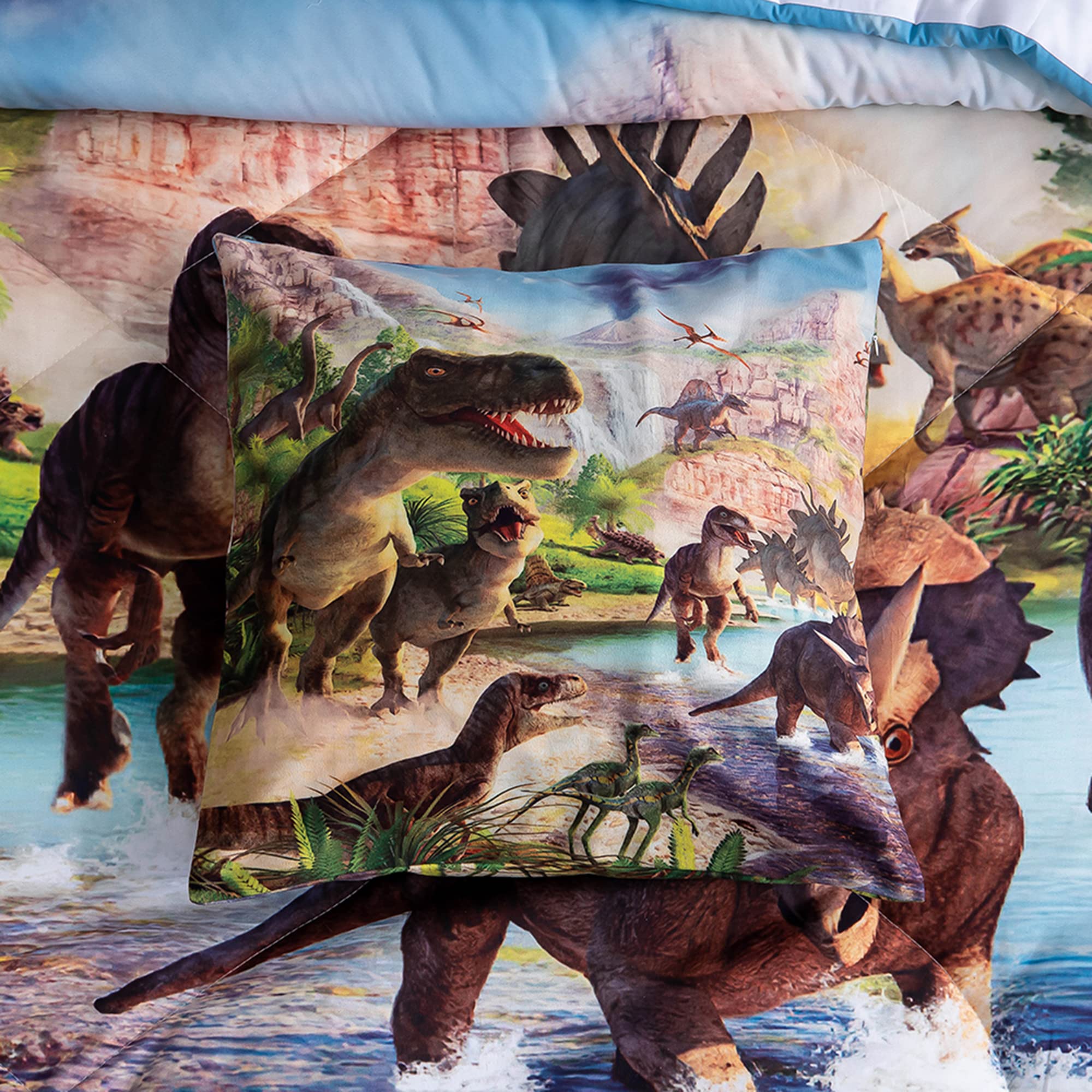 NiuOne Dinosaur Bedding Twin Comforter Set for Boys/Kids/Girls, Dinosaur Twin Bedding Set, 9 Piece Dinosaur Comforter Set Twin Size Bed in a Bag, Soft Microfiber Kids Summer Comforter Set Twin Size