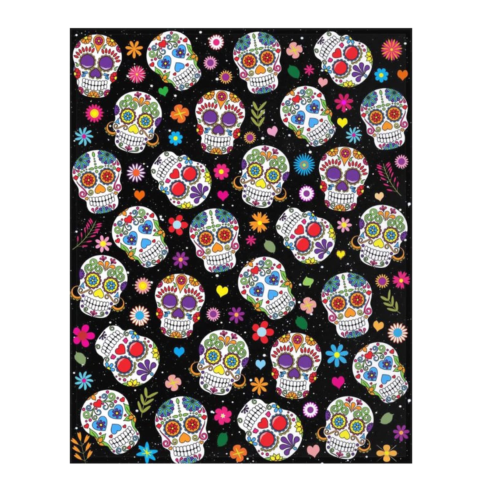 Sugar Skull Blanket Ultra Soft Warm Cozy Flannel Throw Blankets for Women Baby Men Bedding Gifts 60"X50"