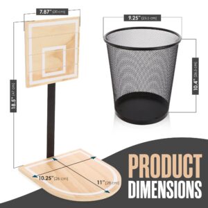 Houseables Basketball Trash Can, Basketball Hoop Trash Can, Basketball Garbage Can, 19”x10”, Brown, Wood, Basketball Hoop Basket, Basketball Net Trash Can, Basketball Wastebasket, Basketball Trashcan