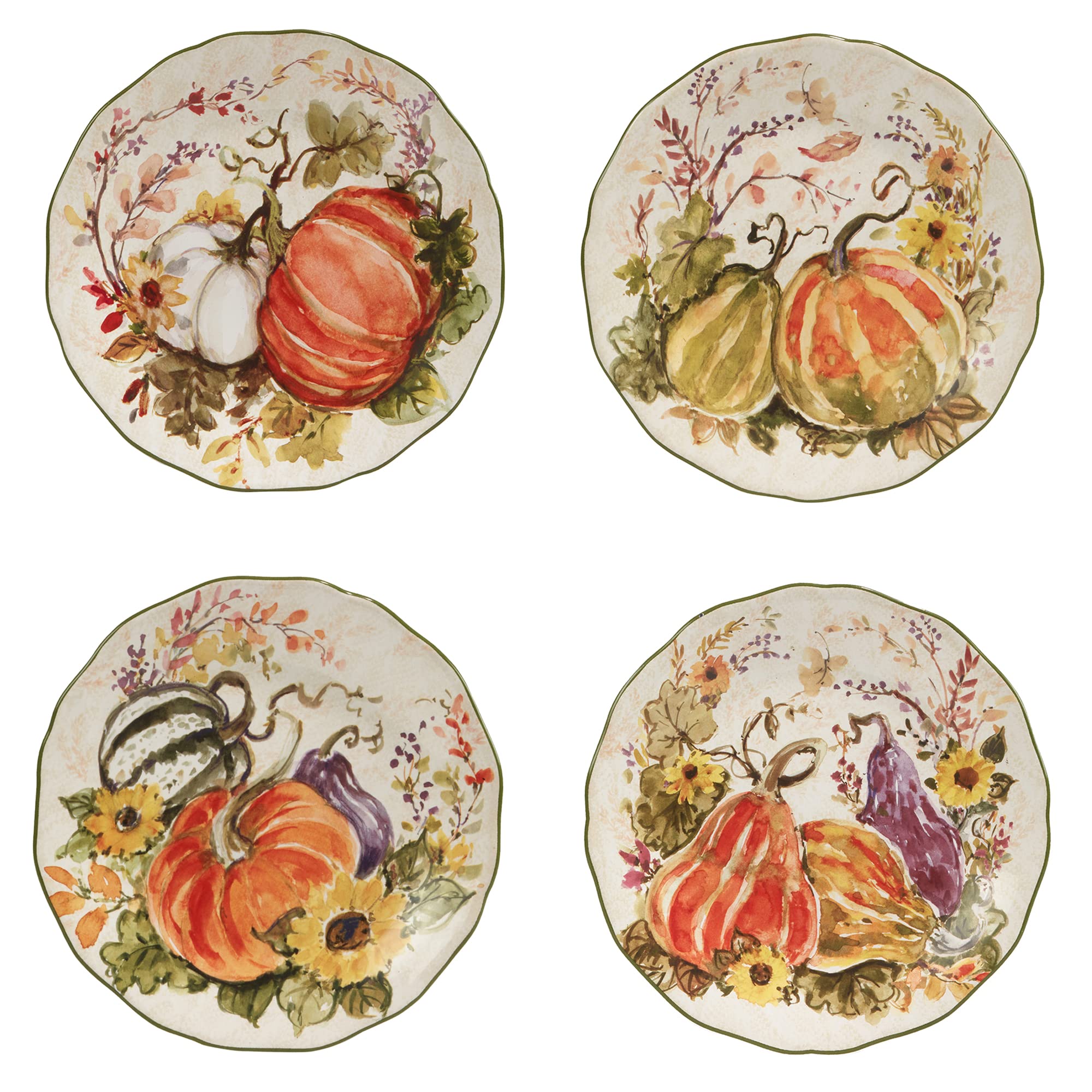 Certified International Harvest Morning Salad/Dessert Plates, Multicolor, Medium, Set of 4