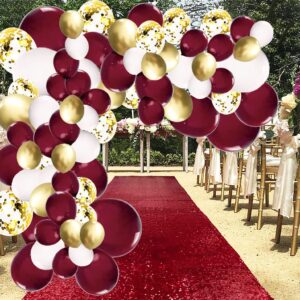 Graduation Party Decorations Maroon Gold 2024/Burgundy Gold Graduation Decorations/Maroon Gold Balloons/131pcs Maroon Birthday Party Decorations Women Fall Bridal Shower Decorations/Maroon Wedding