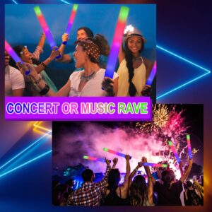 Taotuo Glow Stick Bulk 42 Pcs LED Foam Glow Sticks Party Supplies with 3 Flashing Modes,Christmas Glow Sticks Party Pack, Glow in Dark Party Supplies for Wedding, Raves, Concert,Christmas Labor Day