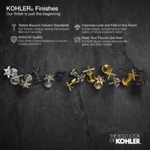 Kohler 26441-4-BMB Tone Deck-Mount Bath Faucet with Handshower Set, Bathtub Faucet with Diverter Spout and Single Lever Handle, Matte Black with Moderne Brass