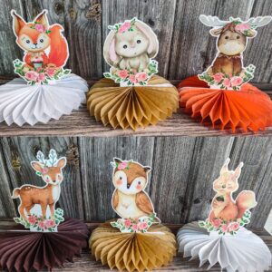 12Pcs Woodland Baby Shower Decorations Woodland Animals Honeycomb Centerpieces Baby Shower Decorations for Woodland Baby Shower Woodland Animals Birthday Party Supplies