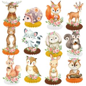 12pcs woodland baby shower decorations woodland animals honeycomb centerpieces baby shower decorations for woodland baby shower woodland animals birthday party supplies