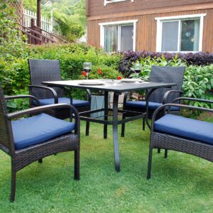 SAILARY Wicker Patio Dining Chairs with Padded Cushions, Outdoor Rattan Chairs with Armrest Support 350 lb Set of 6