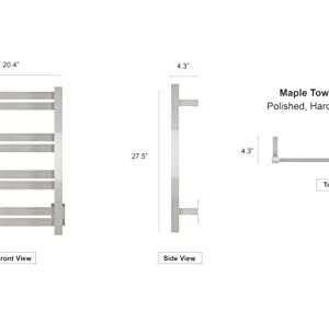 WarmlyYours Radiant Electric Heated Towel Warmer Rack, Hardwired, Integrated On/Off Switch with Light, Stainless Steel, Polished