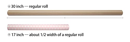 LDGOOAEL Mini Short Small Wrapping Paper Roll - Reversible Design (17" X 32.8 Feet) - Baby Pink Polka dots/Baby Pink for holiday, Christmas, Birthday, Wedding, Baby Shower