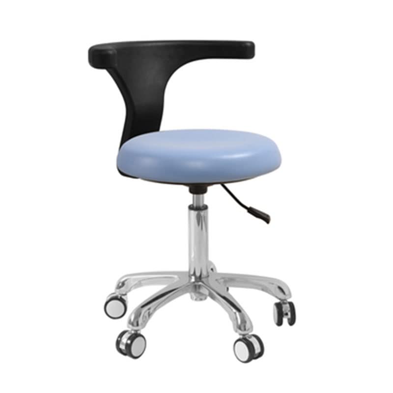 GUNEL Medical Dentist Chair Dental Stool Dental Mobile Chair, Height Adjustable Doctor Chair with 360 Degree Rotation Backrest and Seat (Color : Blue, Size : A(Without Foot Rest))