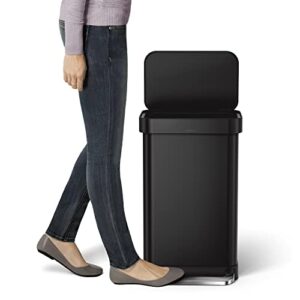 simplehuman Hands-Free Kitchen Step Trash can, 45 Liter, Matte Black