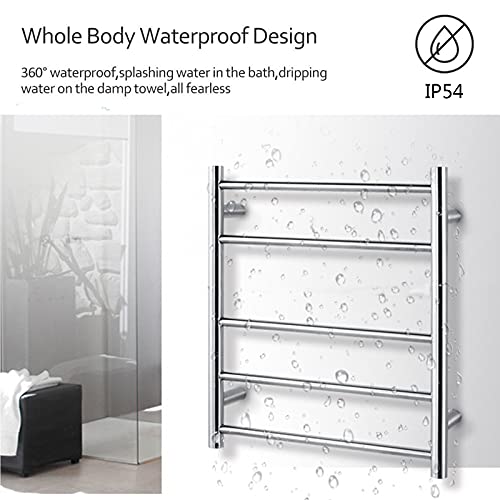 Heated Towel Rack, Towel Warmer, 5 Bars Wall Mount Electric Heated Towel Rack 304 Stainless Steel Radiator for Bathroom,Pools,Kitchen,Gyms,Plug in ，Electric Towel Warmer (Color : Hardwired)