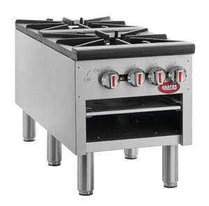 kratos commerial double stockpot gas range, 160,000 btu output, field convertible to liquid propane (29y-074)