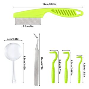 TOYMIS 6pcs Tick Removal Tool, Tick Remover for Dogs Cats and Humans Convenient Tick Remover Plastic with Tweezers Comb and Magnifying Glass