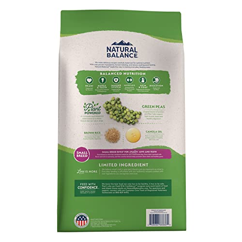 Natural Balance Limited Ingredient Small Breed Adult Dry Dog Food with Vegan Plant Based Protein and Healthy Grains, Vegetarian Recipe, 4 Pound (Pack of 1)