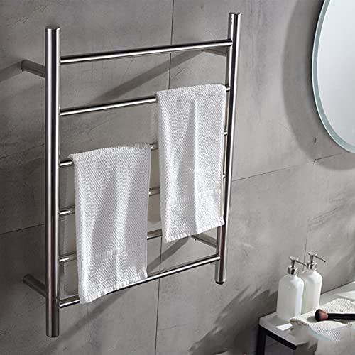 Heated Towel Rack, Towel Warmer, 5 Bars Wall Mount Electric Heated Towel Rack 304 Stainless Steel Radiator for Bathroom,Pools,Kitchen,Gyms,Plug in ，Electric Towel Warmer (Color : Hardwired)