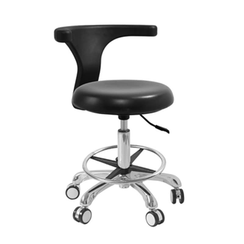 GUNEL Medical Dentist Chair Dental Stool Dental Mobile Chair, Height Adjustable Doctor Chair with 360 Degree Rotation Backrest and Seat (Color : Black, Size : B(with Foot Rest))