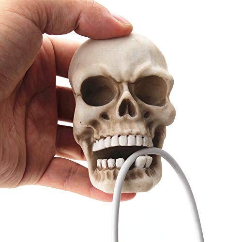 Skull Sculpture Storage Hook Skeleton Wall Mount Resin Creative Ornament Statue for Gift Halloween Party Decor