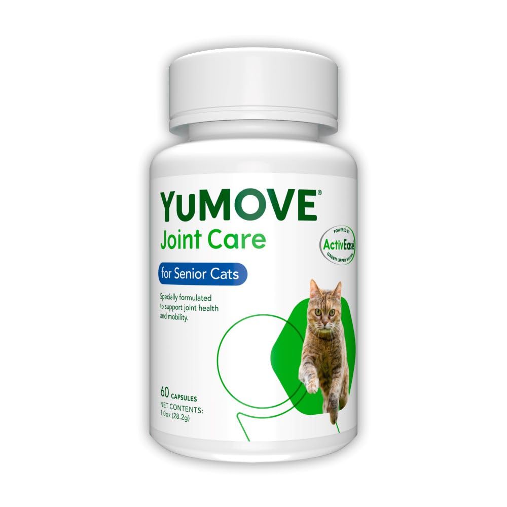 YuMOVE Cat Joint Supplement with Glucosamine,Chondroitin, MSM, Omega 3, Hyaluronic Acid, & Green Lipped Mussel - Joint Support Supplement - for Senior Cats 60 Capsules