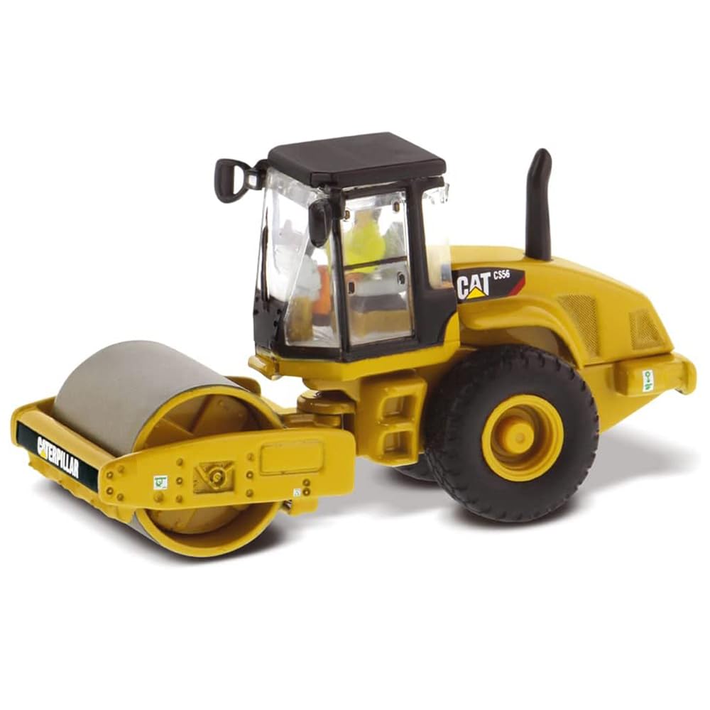 Diecast Masters 1:87 Caterpillar CS56 Smooth Drum Vibratory Soil Compactor - HO Models 85246 - Functioning Wheels & Rolling Drum