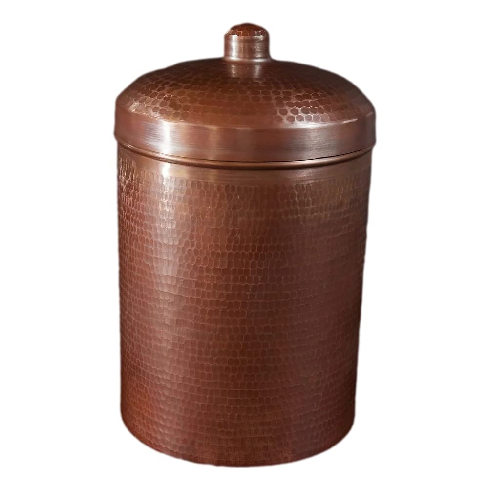 Sertodo Copper Kitchen Compost Canister | Heavy Gauge, Hand Hammered, 100% Pure Copper | Stylish and Sustainable (5.25 qt, Peacock Patina)