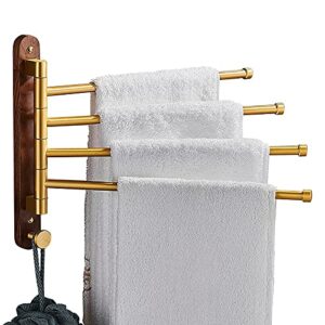 heated towel rack, towel holders for bathrooms towel rack gold swivel towel bar set wall towel rail space aluminum 4-arm towel ring for bathroom, kitchen ，electric towel warmer