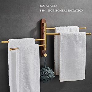 Heated Towel Rack, Towel Holders for Bathrooms Towel Rack Gold Swivel Towel Bar Set Wall Towel Rail Space Aluminum 4-Arm Towel Ring for Bathroom, Kitchen ，Electric Towel Warmer