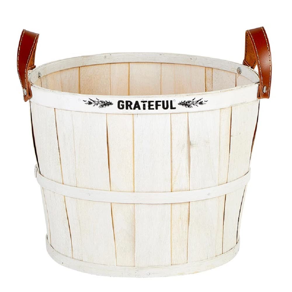 Creative Brands Harvest and Thanksgiving Decorations-Set of 3 Nested Bushel Baskets by The Heartfelt Collection, Sm-Med-Lg, Grateful