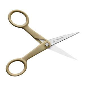 Fiskars 5" Recycled Micro-Tip Fabric Scissors - Sustainable, Sharp, Detail Craft Scissors for Embroidery and Sewing - Craft and Fabric Cutting - Beige