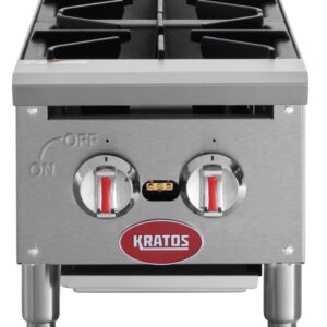 Kratos Commercial Countertop Gas Range - 2 Burners, 50,000 Total BTU, Field Convertible to Liquid Propane, 12" W (29Y-070)