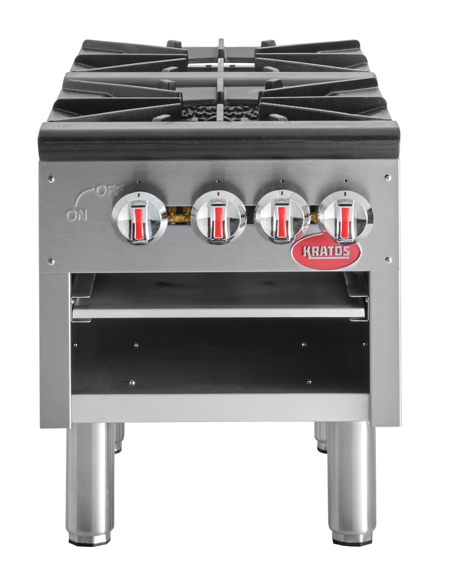 Kratos Commerial Double Stockpot Gas Range, 160,000 BTU Output, Field Convertible to Liquid Propane (29Y-074)