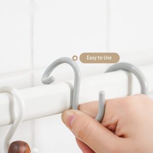 Mt.Jun 6-Pack Secure & Quiet Plastic S Hooks, Flexible Neck for Easy Twist & Lock, Completely Rust-Free, Holds up to 10 lbs, White, Large (3.5 inch)