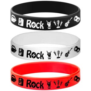 ATSMOICY 24PCS Rock and Roll Rubber Bracelets Silicone Wristbands -80s 90s Party Supplies Musician Guitar Rap Birthday Baby Shower Party Favors