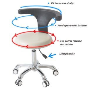 GUNEL Medical Dentist Chair Dental Stool Dental Mobile Chair, Height Adjustable Doctor Chair with 360 Degree Rotation Backrest and Seat (Color : Blue, Size : A(Without Foot Rest))